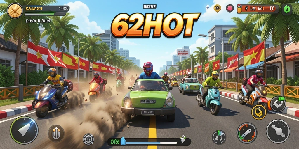 Tampilan gameplay Racing yang mendebarkan di 62HOT.