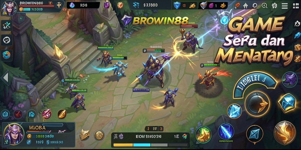 Tampilan gameplay menarik di BROWIN88 saat bertarung dalam tim.