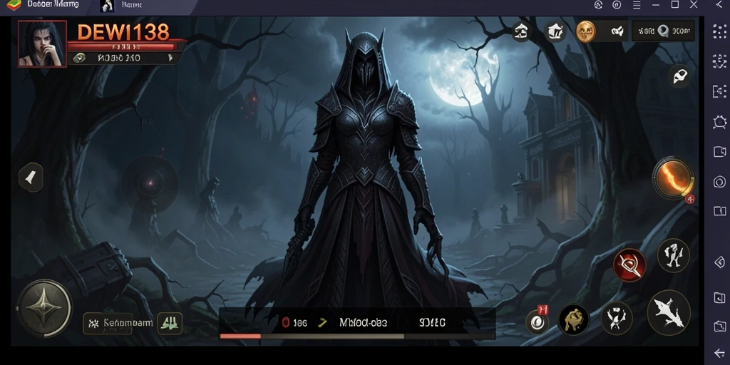 Screenshot DEWI138 menampilkan suasana gelap dan misterius dalam gameplay.