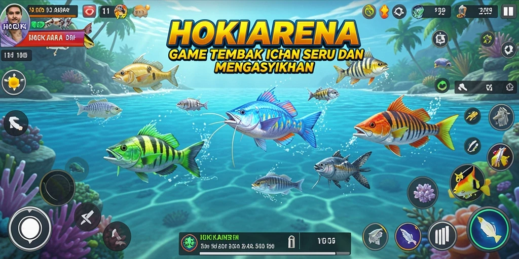 Tangkapan layar HOKIARENA dengan aksi menembak ikan yang seru.
