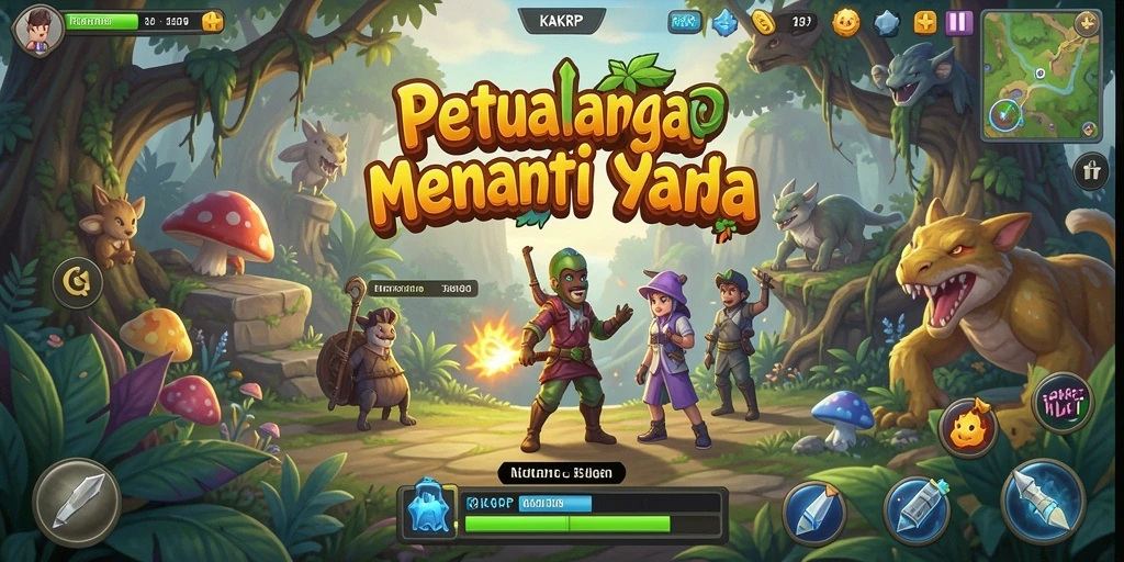 Tangkapan layar gameplay KAKRP dengan petualangan seru dan indah.