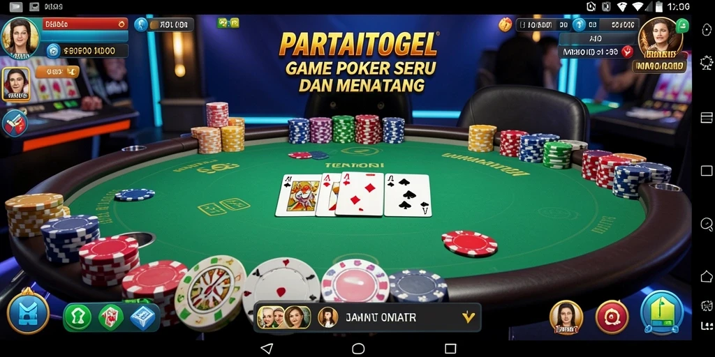 Screenshot <strong>PARTAITOGEL</strong> menunjukkan gameplay poker yang mendebarkan.