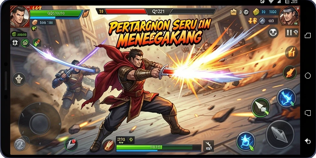 Screenshot menampilkan aksi pertarungan karakter dalam QQ1221.