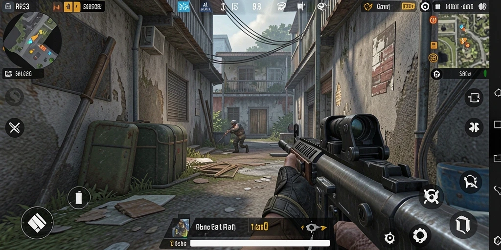 Tampilan gameplay seru dari RR33 yang menegangkan dalam pertempuran FPS.