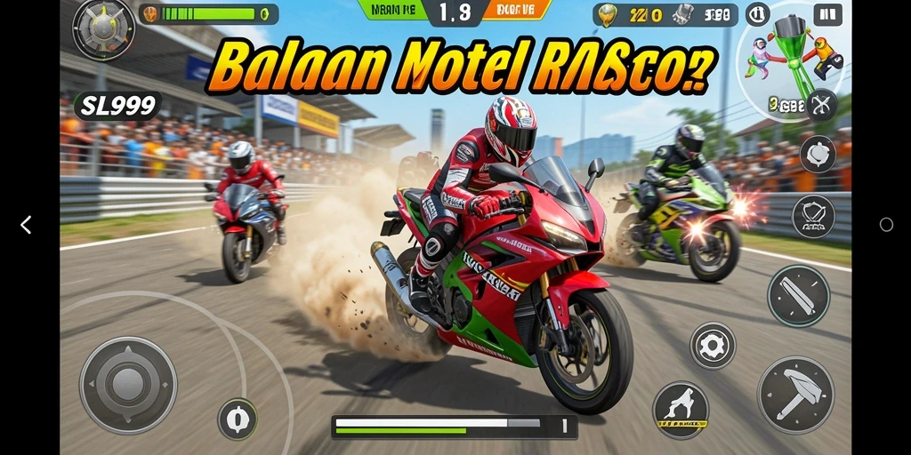 Gameplay seru SL999 dalam balapan motor yang mendebarkan.